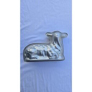 Silver Aluminum Lamb Cake Mold Pan 12 In Easter Baking 3D Stand Up Lamb Shape